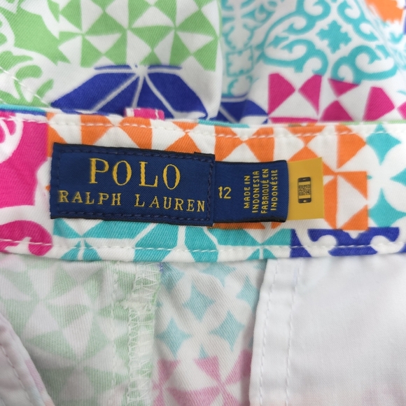 Polo Ralph Lauren Patchwork Print Colorful Patterned Golf Women's Shorts Size 12 - Picture 9 of 10